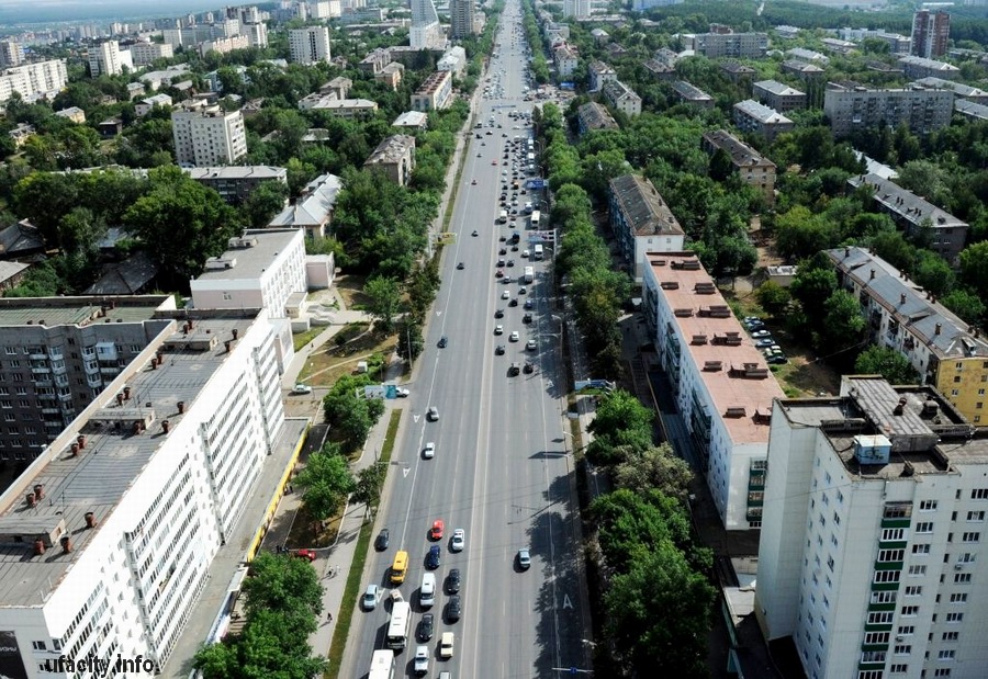 Проспект Октября с высоты птичьего полета